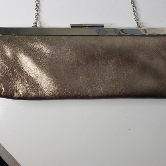 Calvin Klein Vintage Saffiano Leather Metallic Old Money Convert Shoulder Clutch - Picture 6 of 10